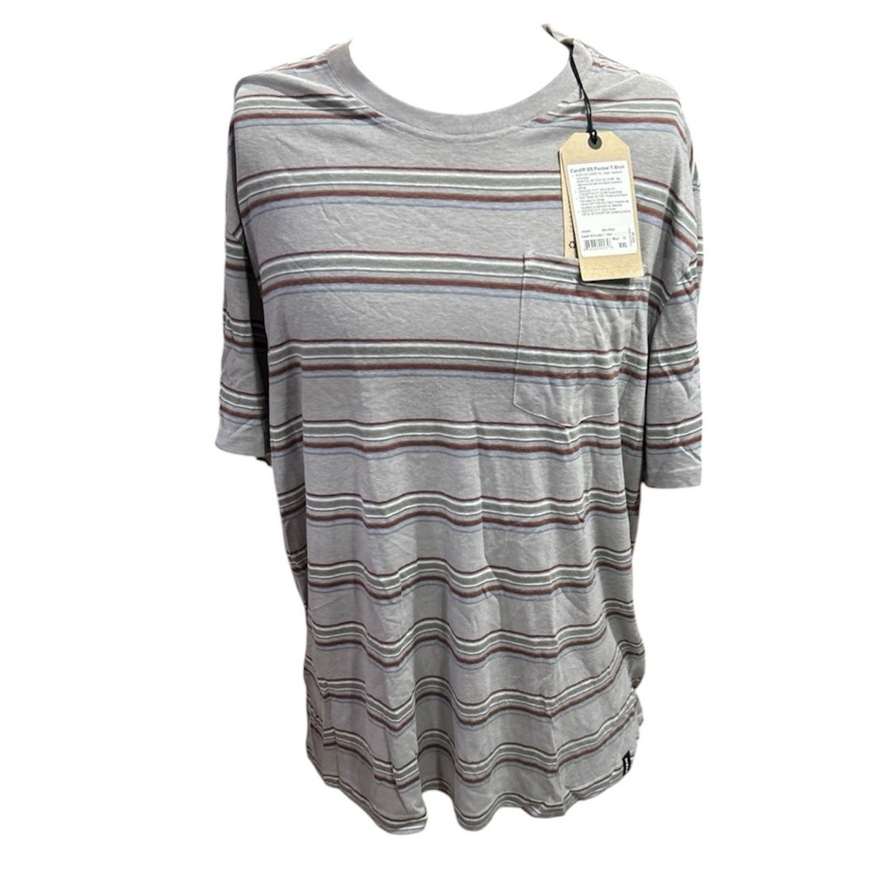 Prana‎ Cardiff mens t shirt Ss Pocket XXL Alloy Stripe 2XL